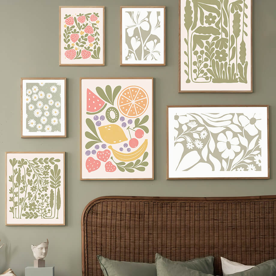 Pastel Fruits Gallery Wall Canvas Posters