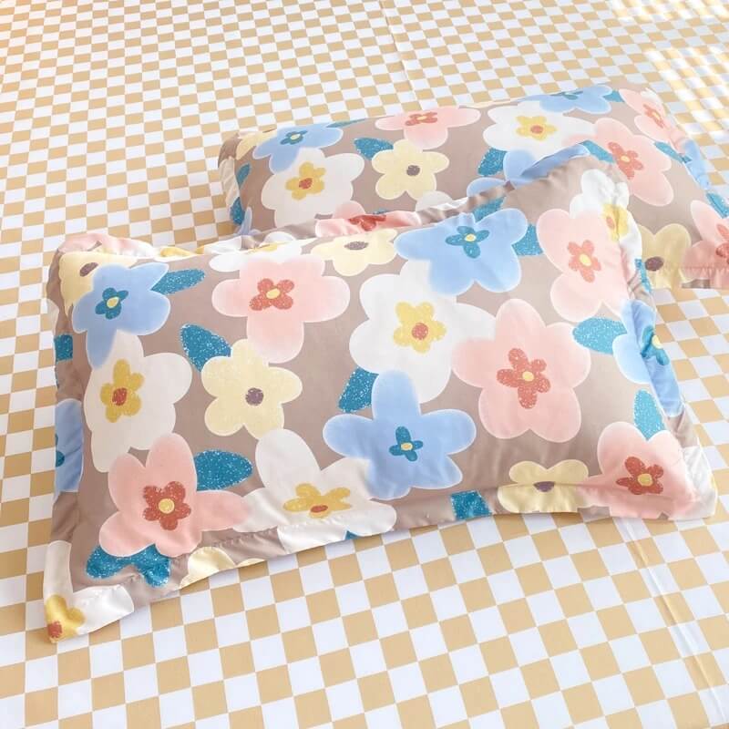 Pastel Brown Flowers Bedding Set