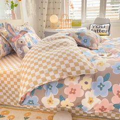 Pastel Brown Flowers Bedding Set