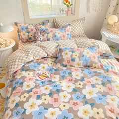 Pastel Brown Flowers Bedding Set