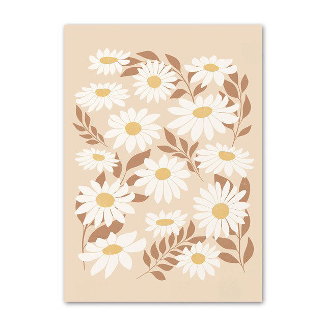 Pastel Brown Flowers Canvas Posters