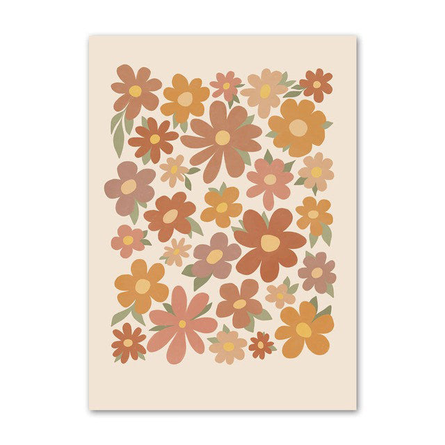 Pastel Brown Flowers Canvas Posters