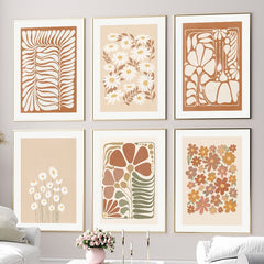 Pastel Brown Flowers Canvas Posters