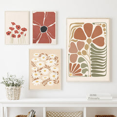 Pastel Brown Flowers Canvas Posters