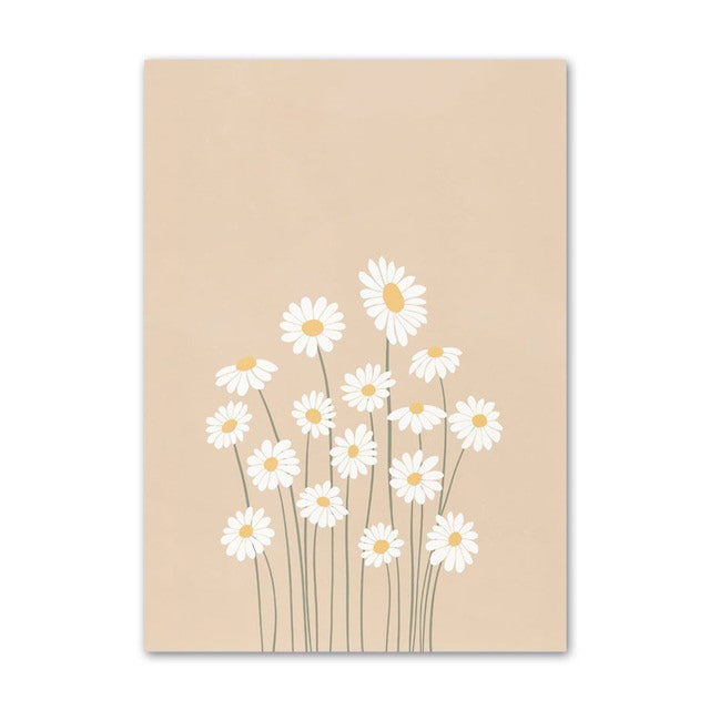 Pastel Brown Flowers Canvas Posters