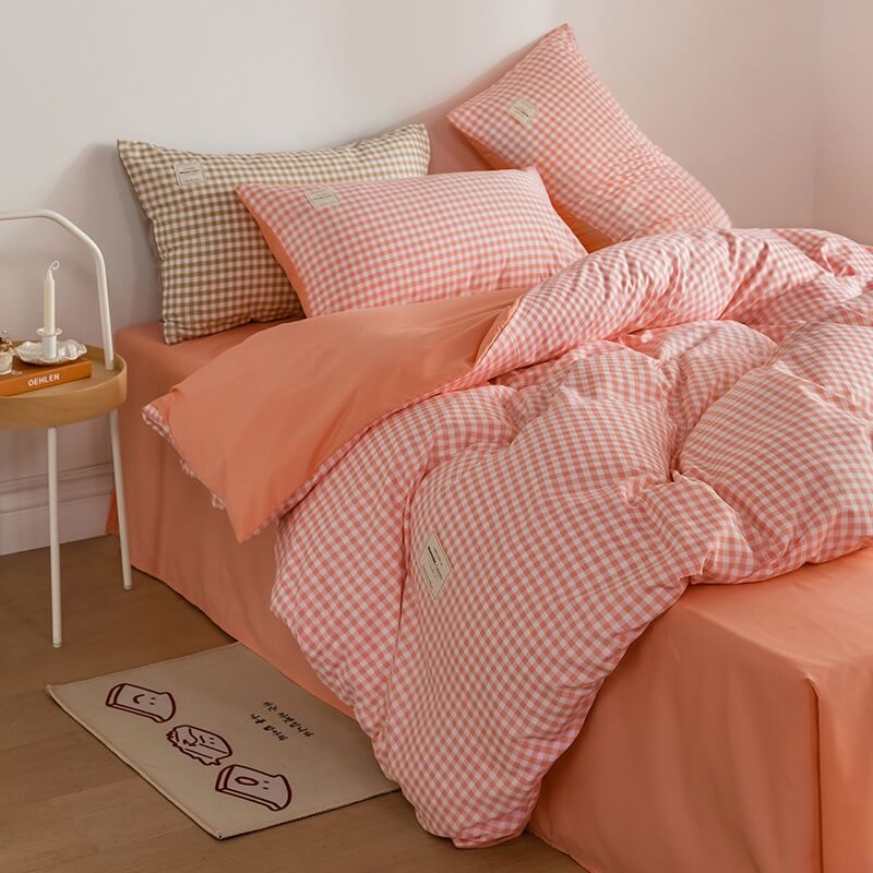 Mini Plaid Print Pastel Bedding Set