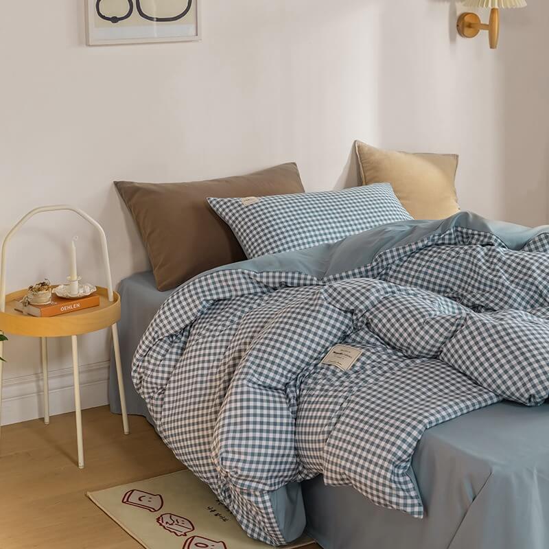 Mini Plaid Print Pastel Bedding Set