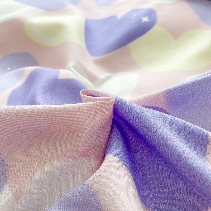 Pastel Purple Hearts Bedding Set