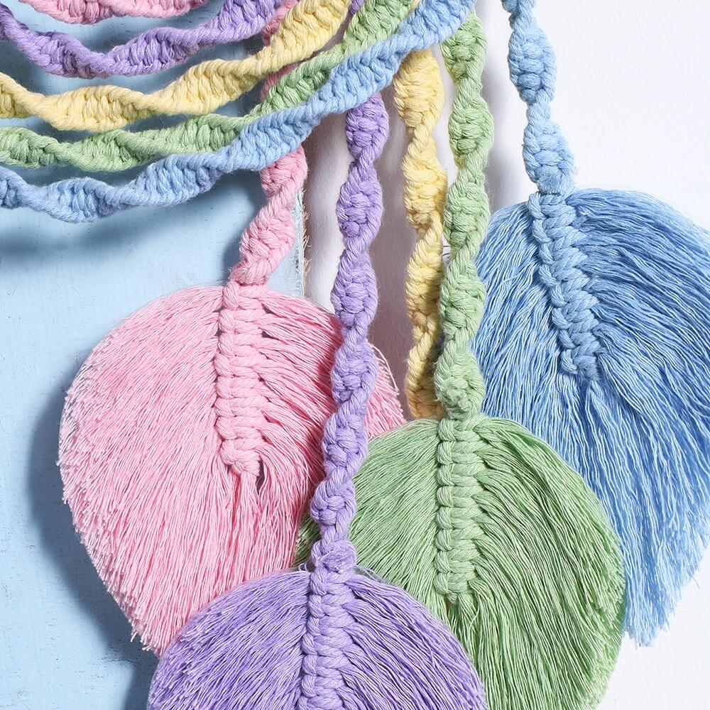 Pastel Rainbow Macrame Tassels Wall Decor