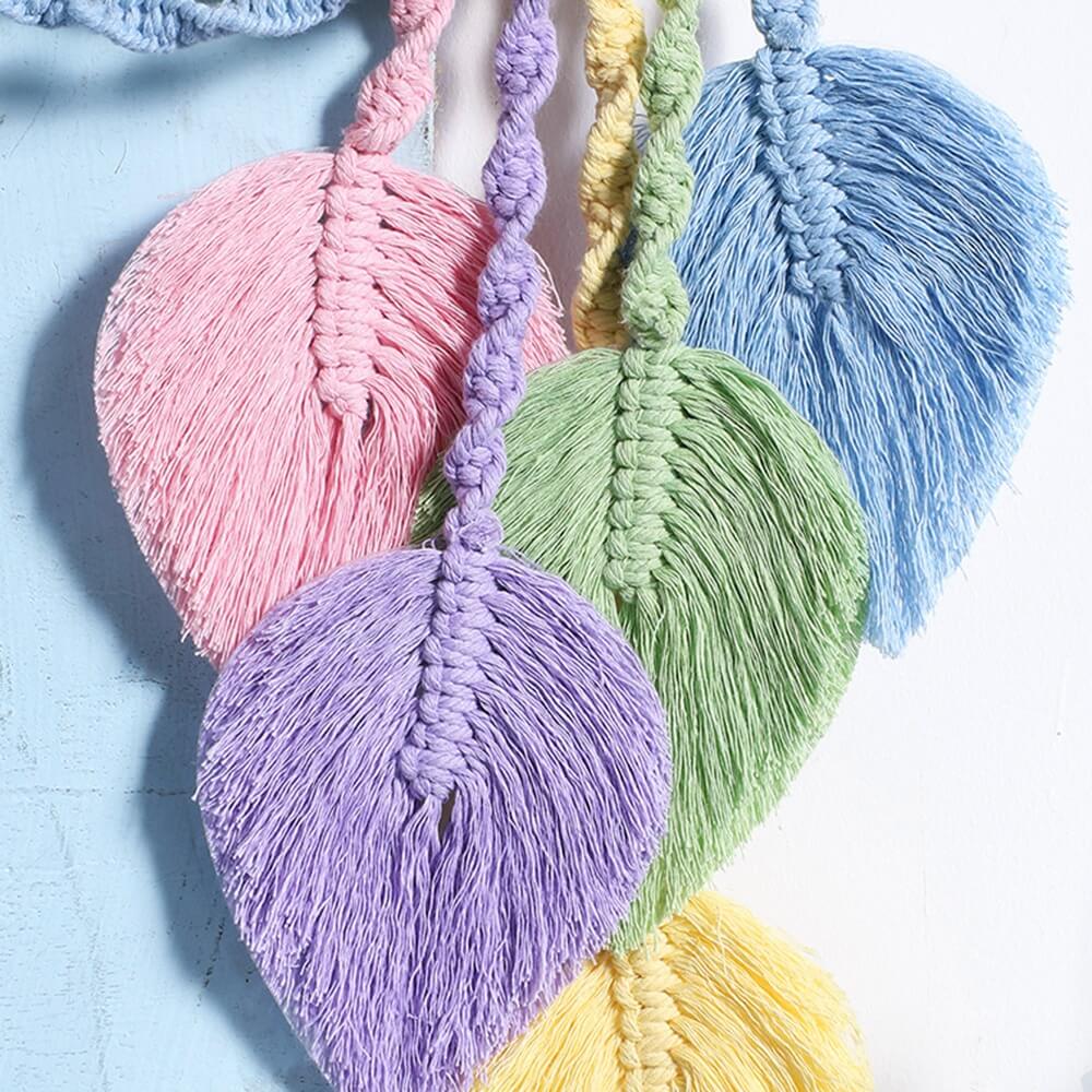 Pastel Rainbow Macrame Tassels Wall Decor