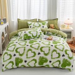 Green Hearts Bedding Set