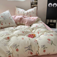 Pastel Tulip Flower Print Bedding Set