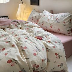 Pastel Tulip Flower Print Bedding Set