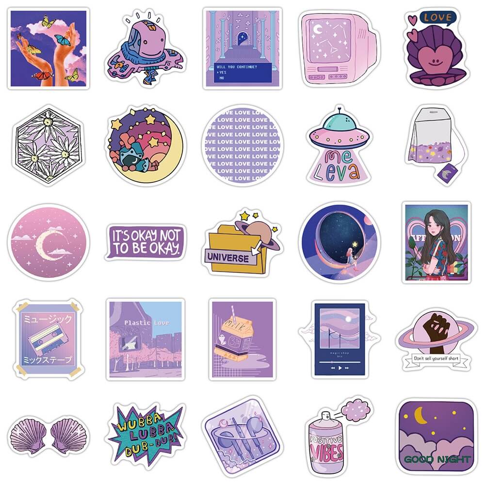 Violet Aesthetic Pastel Sticker Pack