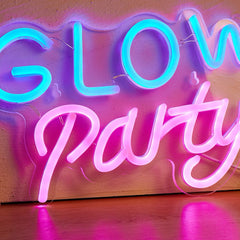 Glow Party Blue & Pink LED Neon Sign