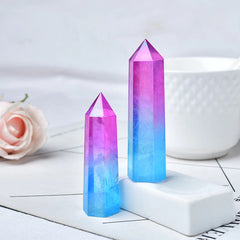 Pink and Blue Quartz Tower Crystal