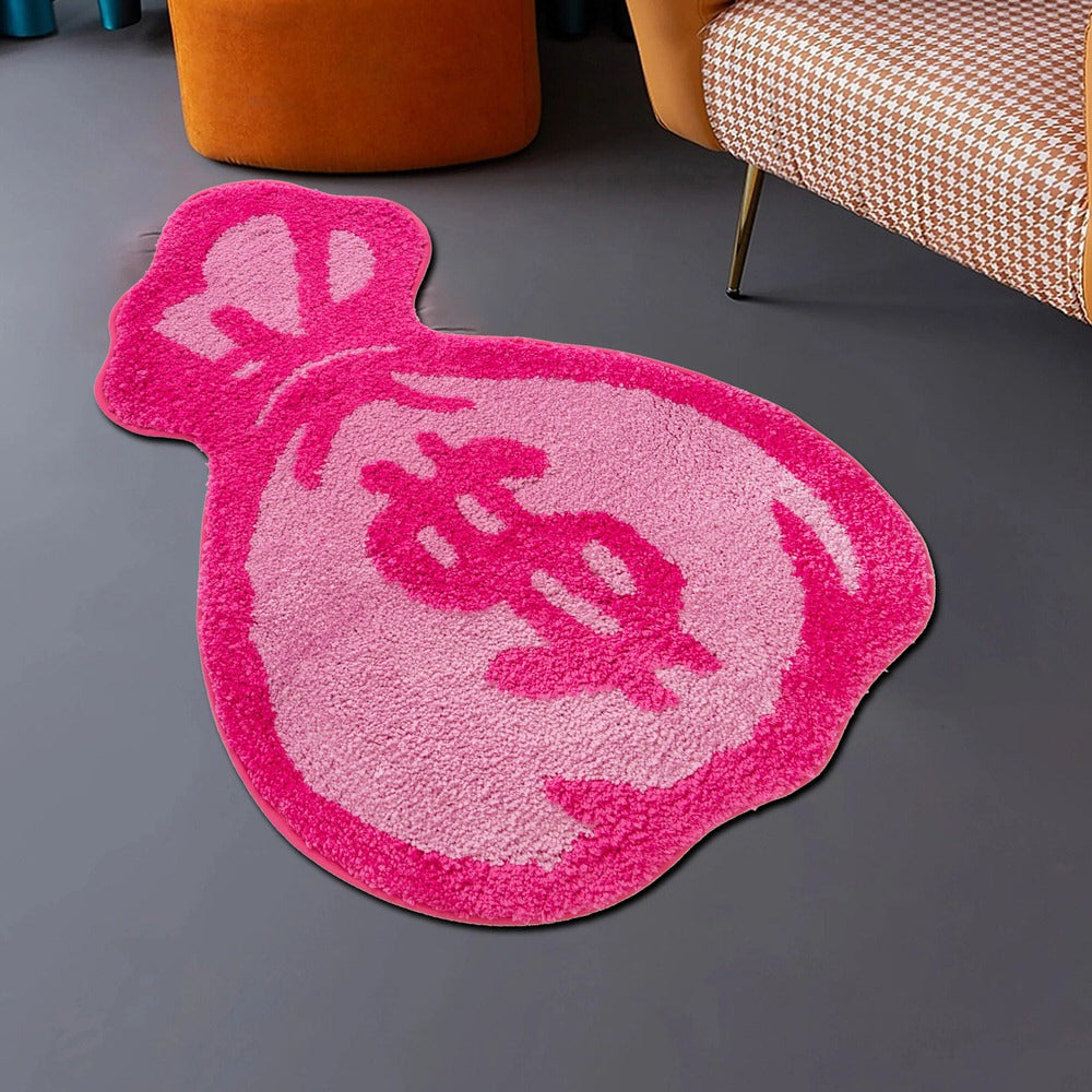 Pink Money Bag Tufted Accent Rug