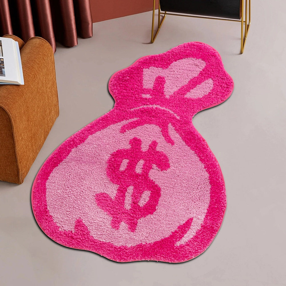 Pink Money Bag Tufted Accent Rug