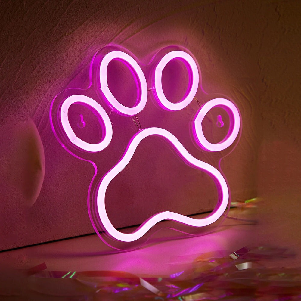 Pink Cat Paw LED Neon Sign