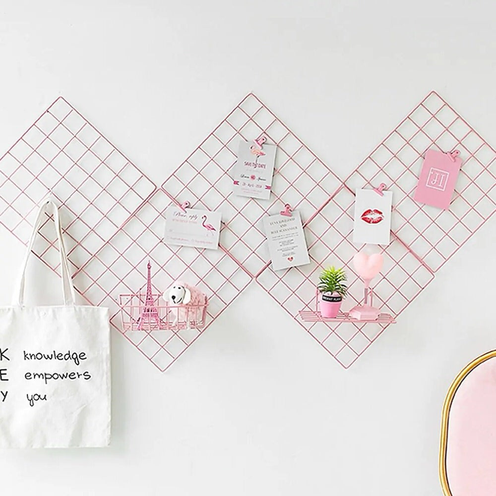 Pink Wall Grid Organizer