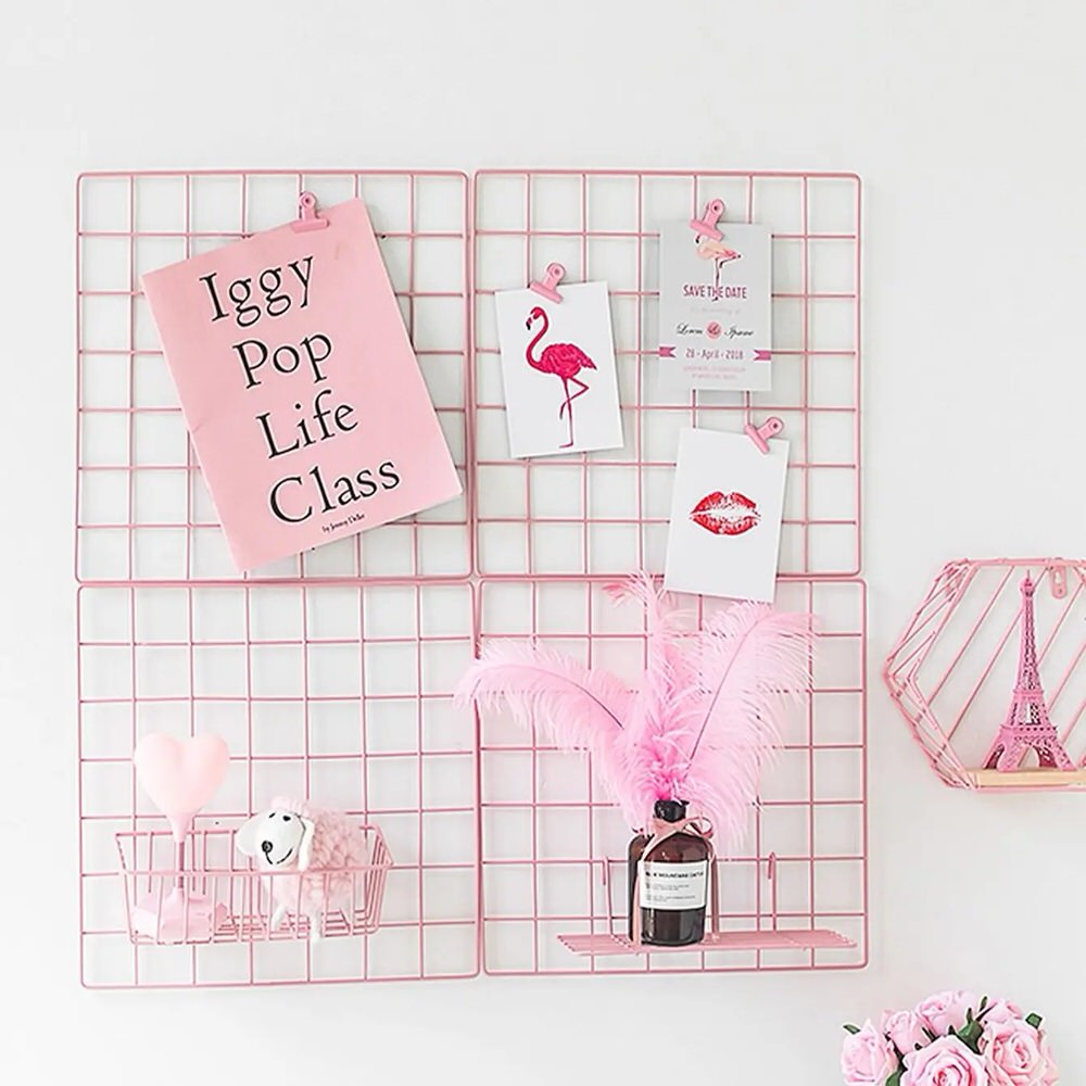 Pink Wall Grid Organizer