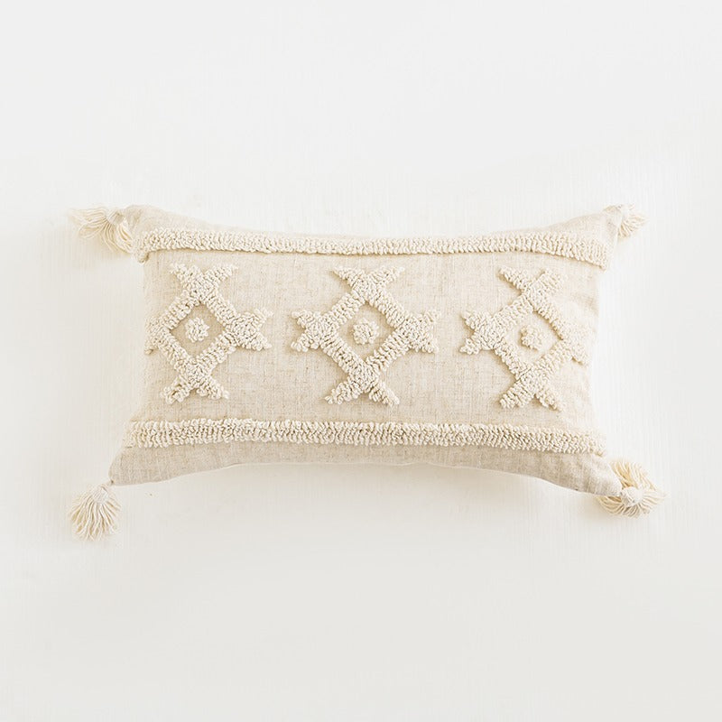 Beige Boho Tufted Cushion Cover