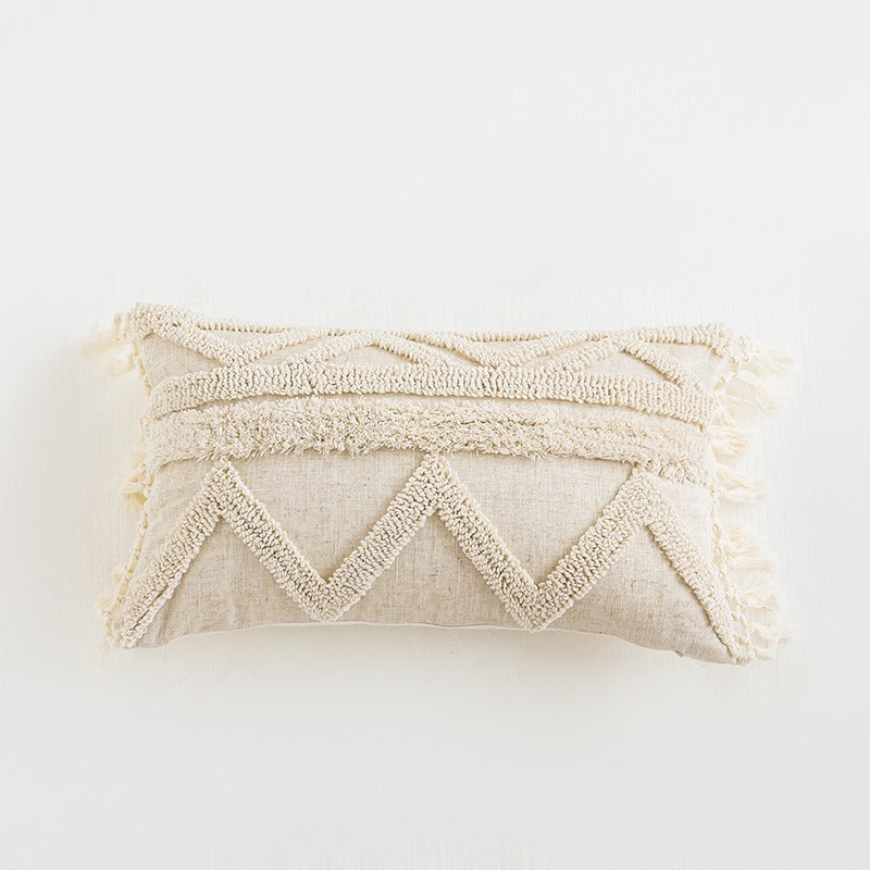 Beige Boho Tufted Cushion Cover