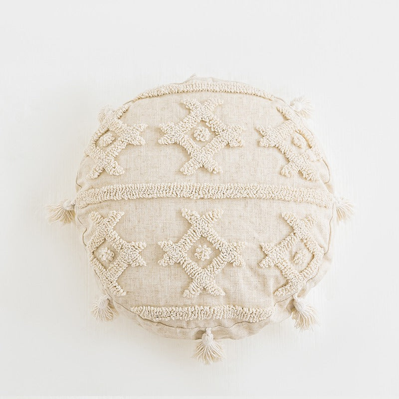 Beige Boho Tufted Cushion Cover