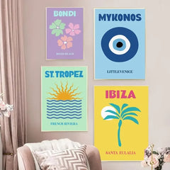 Preppy Cities Pastel Canvas Posters