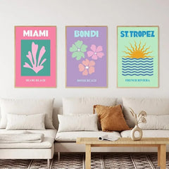 Preppy Cities Pastel Canvas Posters