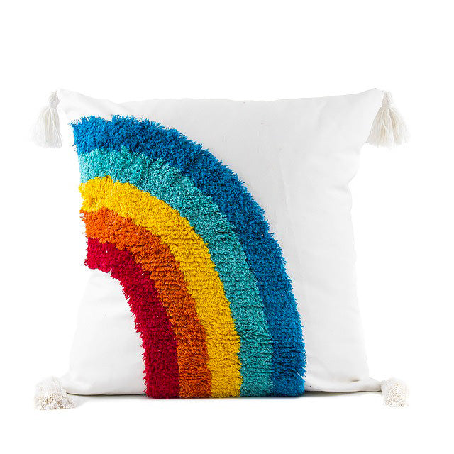 Rainbow Tassels Cushion Cover