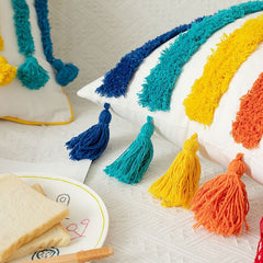 Rainbow Tassels Cushion Cover