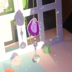 Raw Stone Cut Crystal Suncatcher