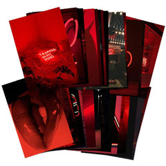 Red Neon Wall Collage Cards