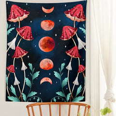 Red Moon Mushrooms Tapestry