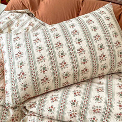 Retro Brown Floral Print Bedding Set