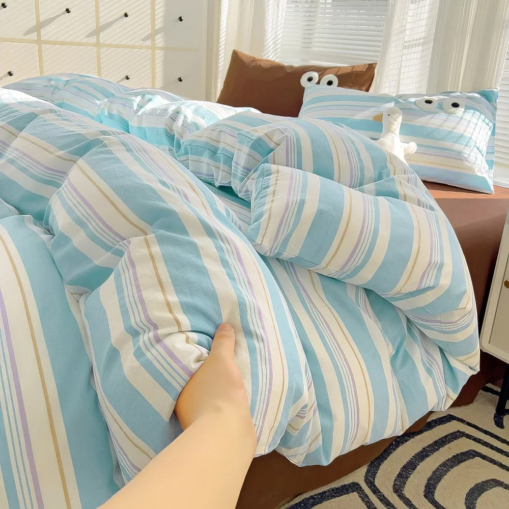 Pastel Retro Striped Bedding Set