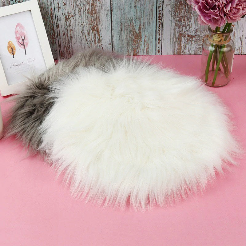 Faux Fur Round Seat Cushion