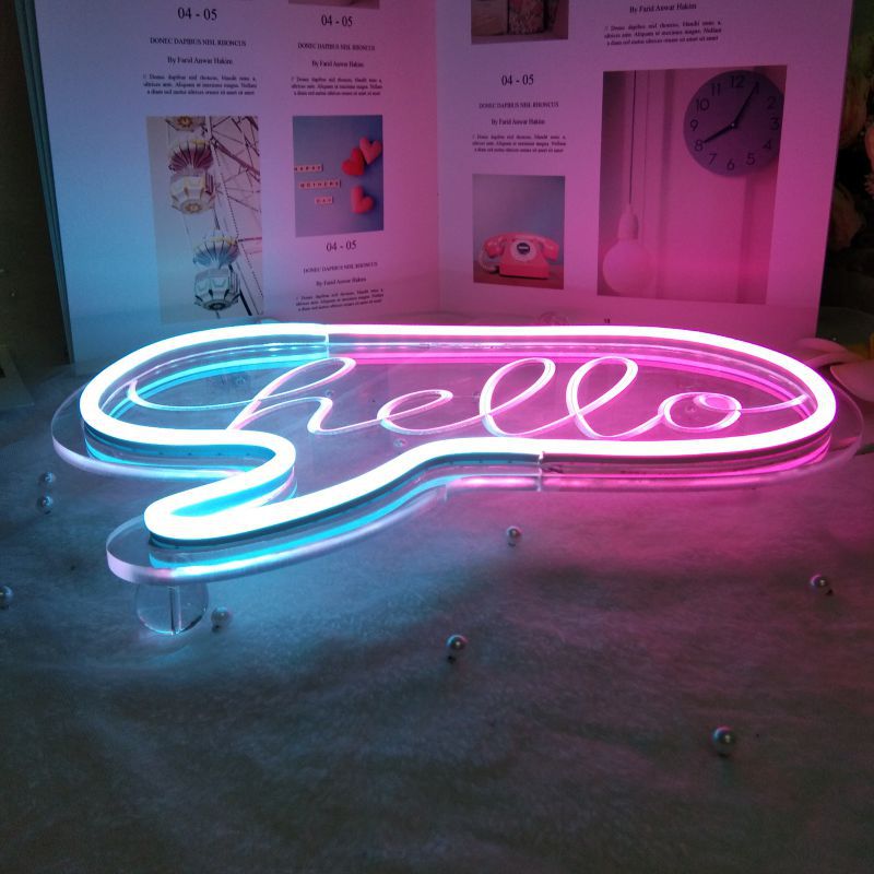 Pink/Blue Hello Neon Sign