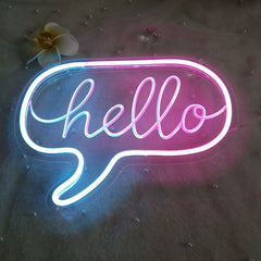 Pink/Blue Hello Neon Sign