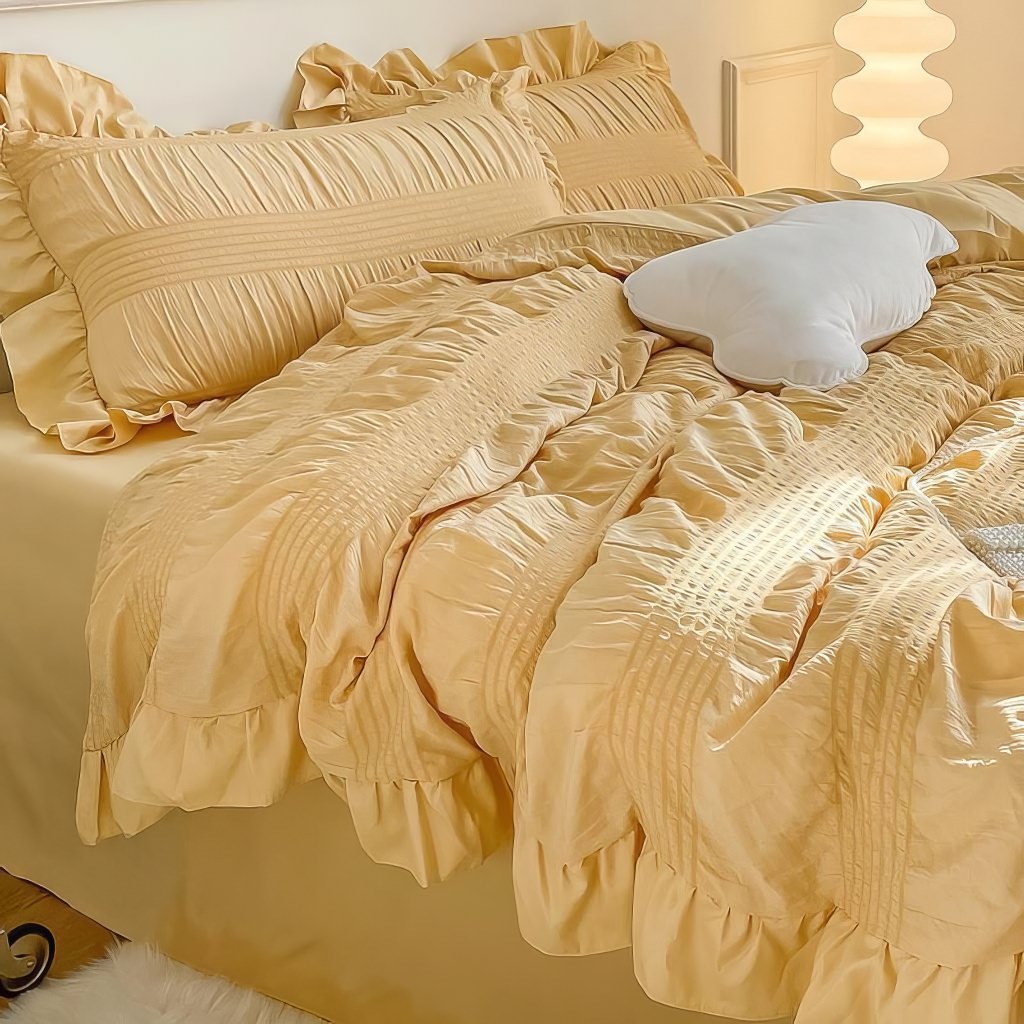 Ruffled Seersucker Cute Bedding Set