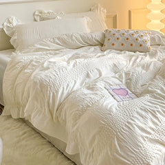 Ruffled Seersucker Cute Bedding Set