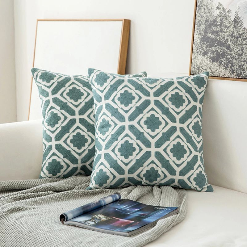 Sage Green Patterns Cushion Cover