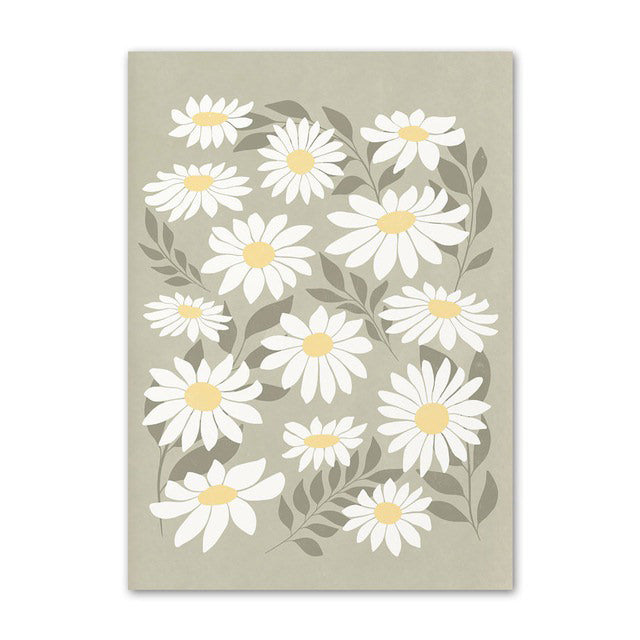 Sage Green Flowers Canvas Posters