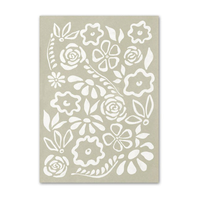 Sage Green Flowers Canvas Posters