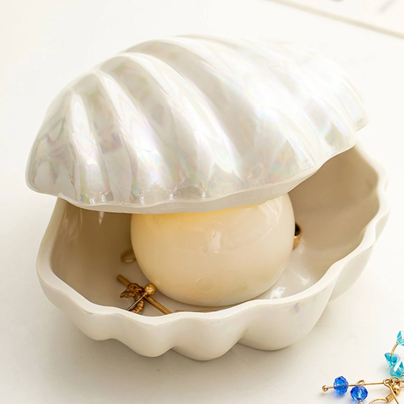 Clam Shell Ceramic Jewelry Storage