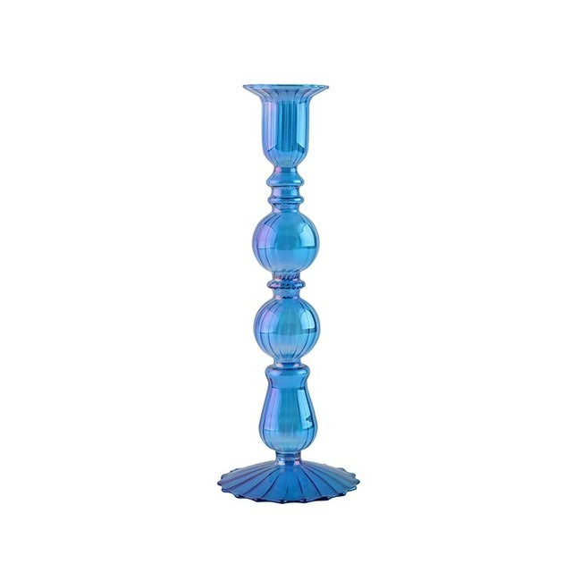 Sky Blue Glass Candle Holder