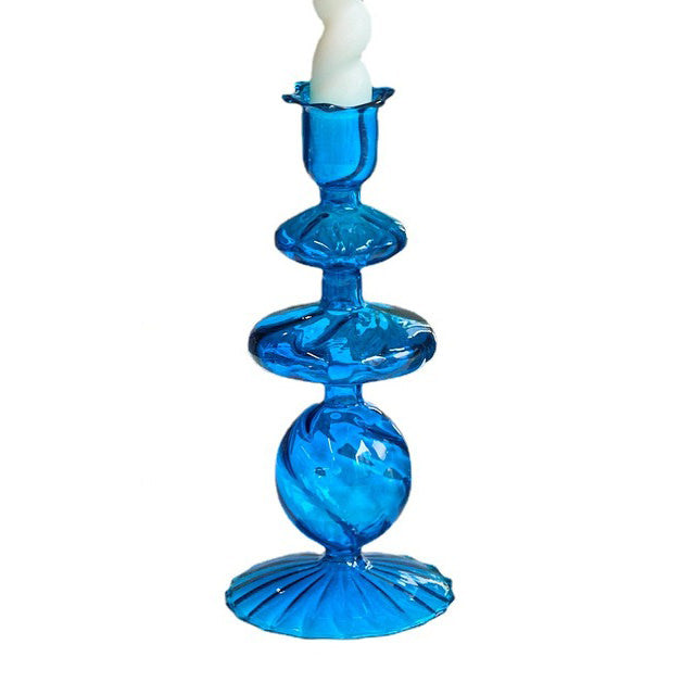 Sky Blue Glass Candle Holder