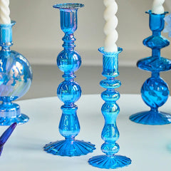 Sky Blue Glass Candle Holder