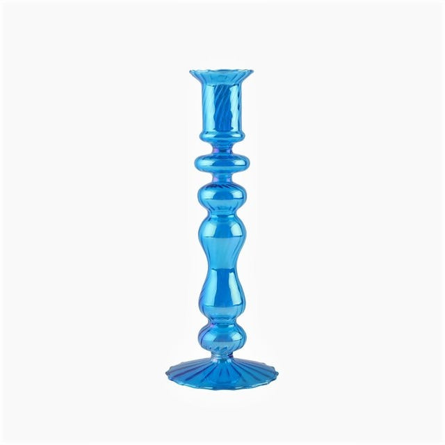 Sky Blue Glass Candle Holder